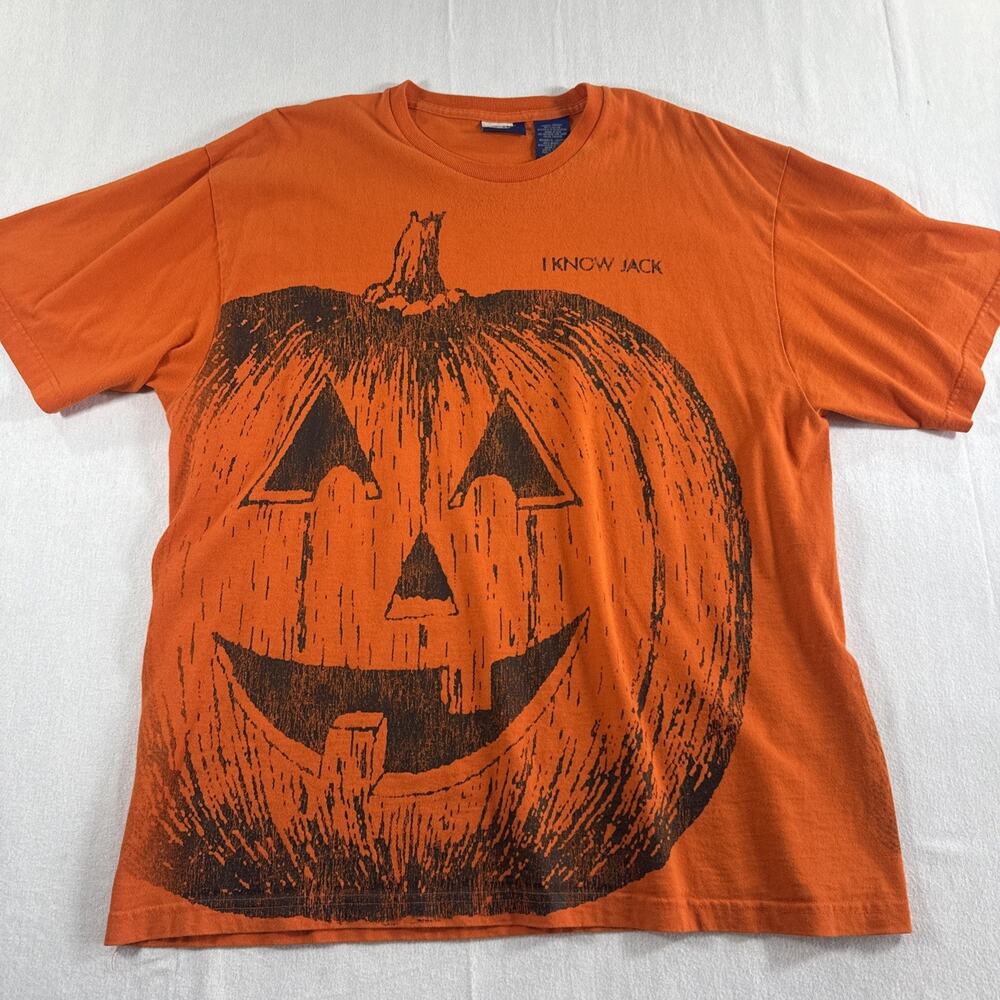Vintage Halloween I Know Jack Jack O Lantern T Shirt Double Sided AOP USA Made L